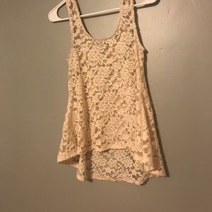 High low lace tank